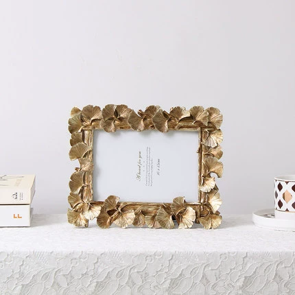 6-дюймовый Golden Ginkgo Leaf Creative Photo Frame, Photo Rame Rame, Home Ginkgo Leaf Photo Ornament