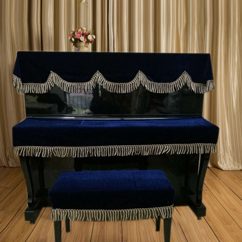 Gold velvet piano cover cover cloth half cover three-piece European piano cover dust cover modern minimalist fabric piano cover