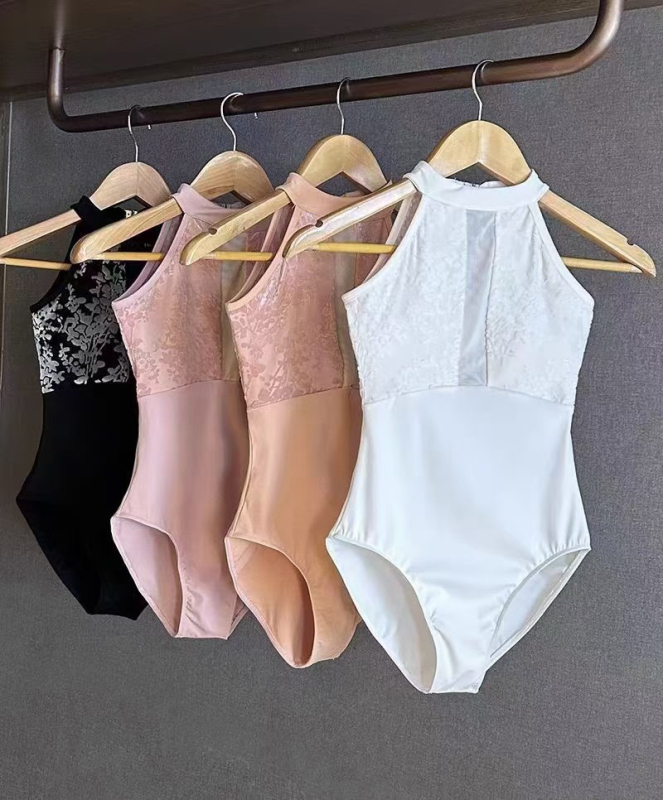 2026 Attica Ballet New Flocked Halter Leotard Classical Folk Dance Bodysuit Children's Open Crotch Elastic