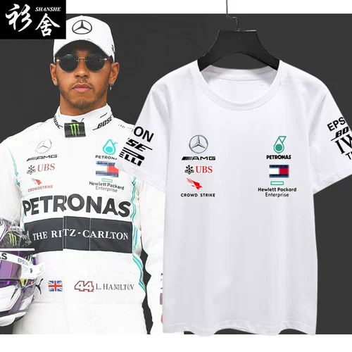 Настраиваемые гоночные костюмы F1 Mercedes-Benz Team Hamilton Cotton Forteced Forting для мужчин и женщин с половинами рукава