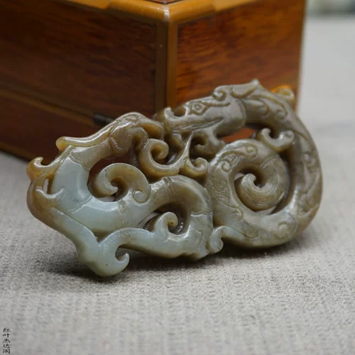 Подвеска из нефрита, природная руда, дракон и феникс