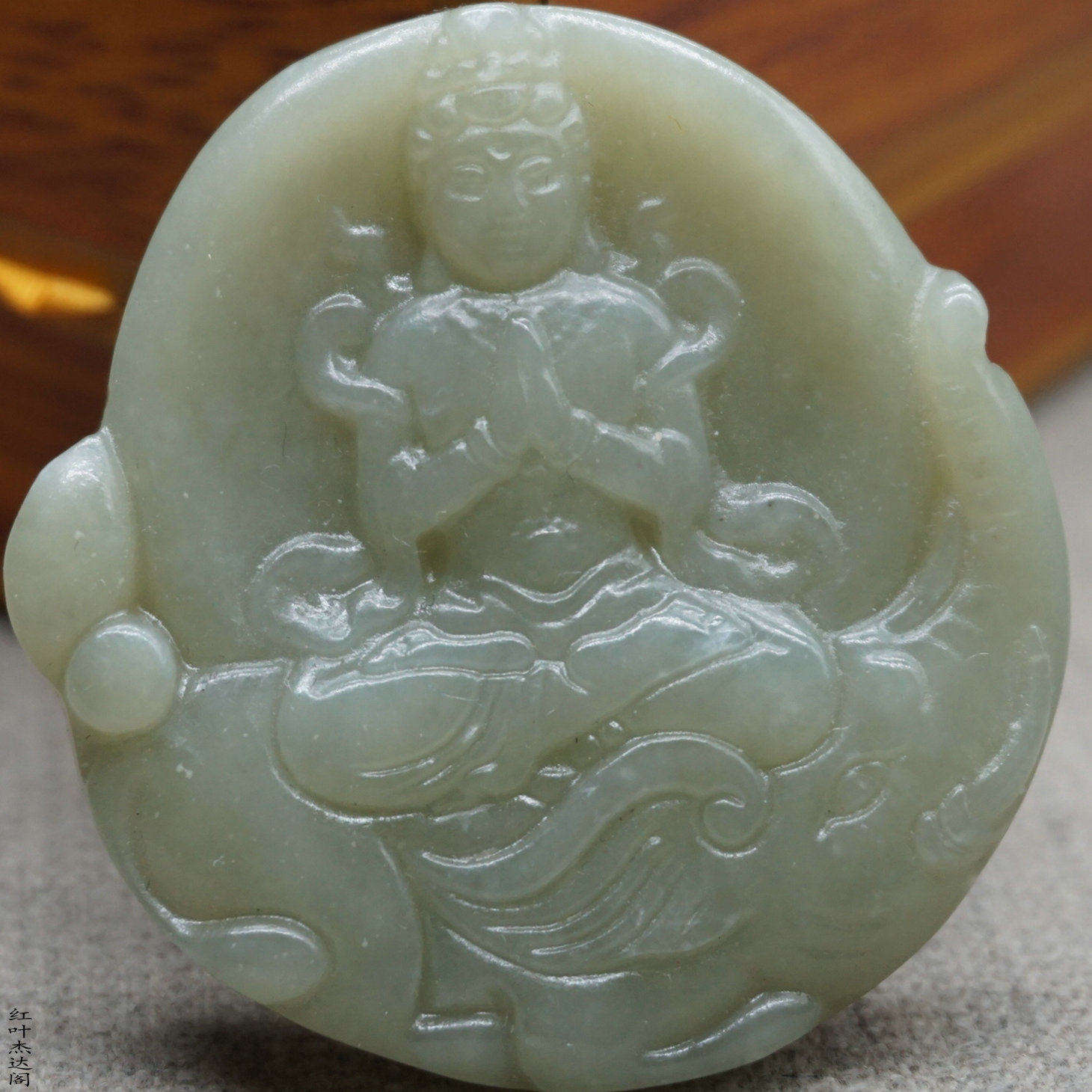 清時代 和田白玉 双神獣獅子彫水洗 白和田玉彫り 水指 水差し 文房(F