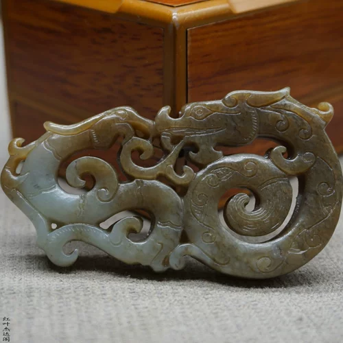 Подвеска из нефрита, природная руда, дракон и феникс