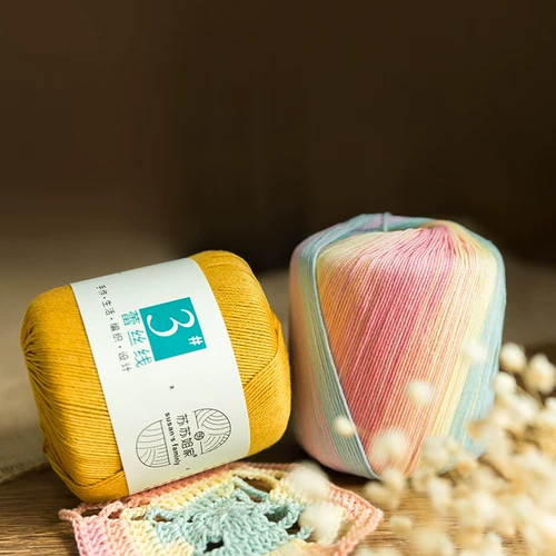 Кружевные шелковые нитки ручной работы, плетеная кукла, набор материалов, крючок для вязания, клубок пряжи, сумка, шапка, 3 размер, DIY