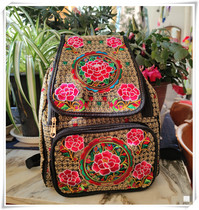 Yunnan ethnic style embroidered flower womens shoulder bag Womens canvas bag ladies middle-aged and elderly leisure backpack school bag special offer