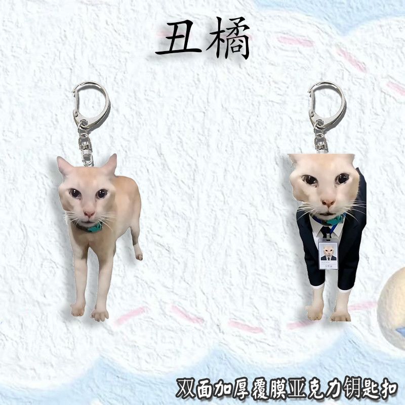New Ugly Orange Cat, the Cutest Cat in the World, Abstract Acrylic Keychain Pendant, Gift for Others
