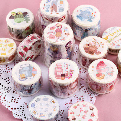 Creative cartoon hand account and paper tape cute girl character snack hand account book diary decoration material sticker