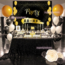 Black Golden treasure male god business adult birthday background opening decoration layout Adult year-old hundred days poster customization