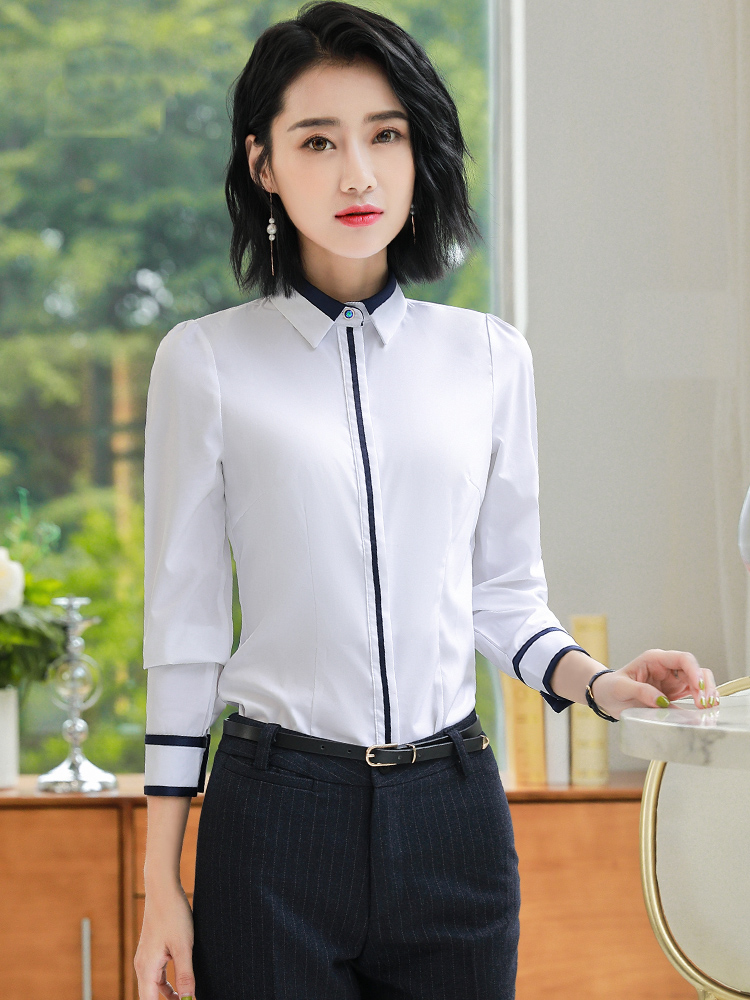 Work clothes women's suit skirt 2018 long-sleeved shirt Interview dress stewardess uniform beauty hotel work clothes autumn