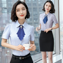 Hotel overalls summer dining attendant shirt short sleeve front desk cashier overalls stewardess uniform womens set