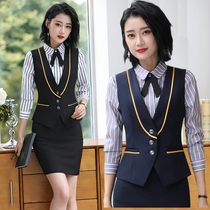 2018 professional wear womens vest set beautician jewelry ktv hotel front desk uniform cashier work clothes autumn