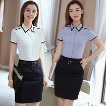 Professional dress female 2018 new summer shirt fashion temperament overalls slim short sleeve interview dress dress