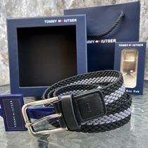 TOMMY belt mens real cowhide Tommy casual golf G elastic denim youth woven pants belt