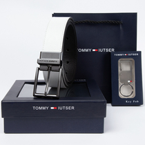 TOMMY Tommy belt mens leather casual white belt head layer pure cowhide mens pants with pin buckle youth ins