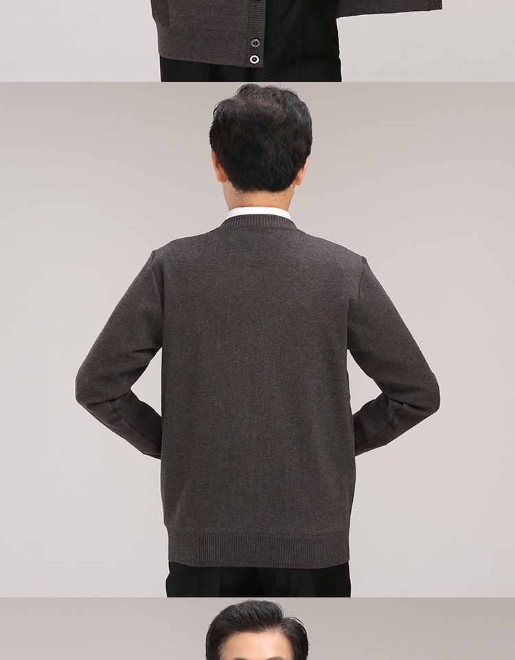 Áo khoác len cho cha Áo len trung niên cộng với nhung dày mùa thu và mùa đông dành cho nam áo hoodie nam