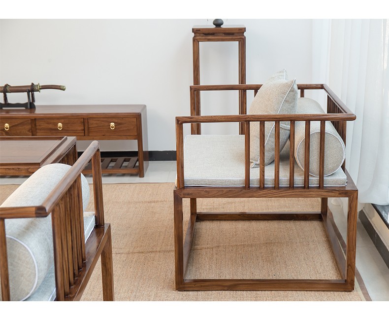 Khách cũ Zen phòng khách kiểu Trung Quốc mới đặt đồ nội thất cũ Elm bộ ghế sofa Trung Quốc bàn ghế gỗ phòng khách hiện đại