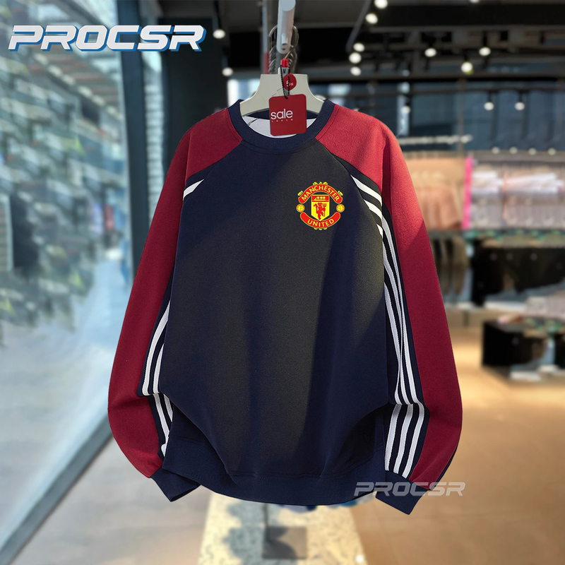 Premier League 26/27 Season Manchester United Football Uniforms for Men and Women, Couple Matching Patchwork Sweatshirts, Crew Neck Loose Sports Tops, Jerseys