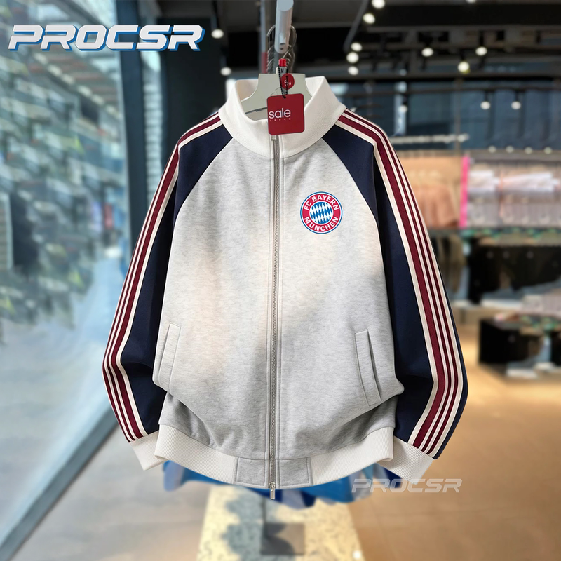 Bundesliga 26/27 Season Bayern Football Uniform Men's Cardigan Jacket Sports Casual Sweatshirt Retro Football Uniform Jersey Bundesliga 26/27 Season Bayern Football Uniform Men's Cardigan Jacket Sports Casual Sweatshirt Retro Football Uniform Jersey