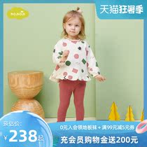 moimoln small clouds childrens clothing spring and summer cotton printing girls two-piece set cute long-sleeved female treasure suit
