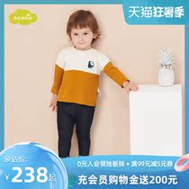 moimoln Small clouds Childrens clothing male treasure spring and summer camel cotton top Cartoon foreign style suit Cute two-piece set