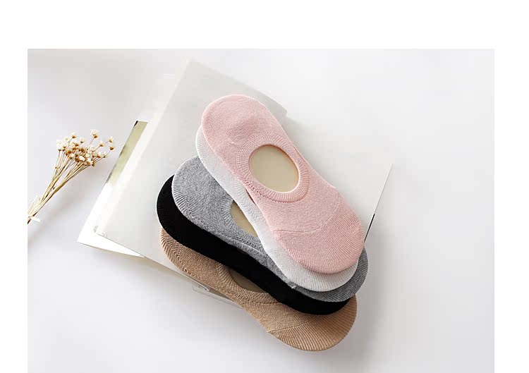 Mùa hè peas giày silicone non-slip Nhật Bản vớ ngắn sợi tre vớ thuyền nữ vớ cotton phần mỏng nông miệng vớ vô hình