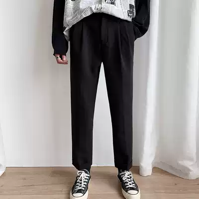 2019 autumn new men's black casual pants men's Korean version of the trend Joker loose ankle-length pants fall pants