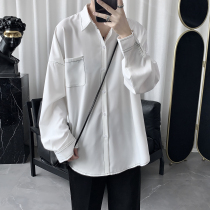 Net reddits blouses blouses blouse handsome shirt male and Korean version trend handsome port windy day long sleeve shirt male loose