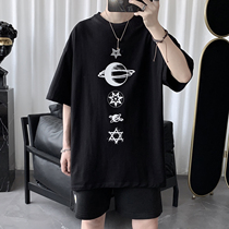 Dark Ensemble Mens Summer Original Juku Wind Short Sleeve T-Shirt Male Tide Cards Trend Loot and Inn Wind 100 Lap Clothing