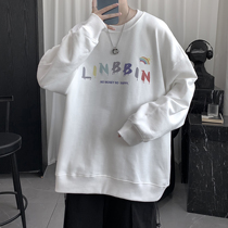 2021 new autumn white round neckline for lovers of clothing and clothing for men and women in the wind spring and autumn with loose blouses