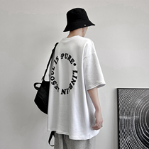 Circle Letters Printed Tide Cards Chic Harbor Taste Blouse Short Sleeve T-Shirt Mens Summer Thin Clothes Men Ins 100 hitch