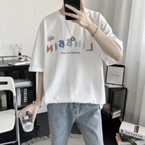 Mens Clothing 2022 New Summer Men Short Sleeve T-Shirt Male Tide Cards Trend Easy ins Port Wind 100 Lap Pure Cotton Clothes