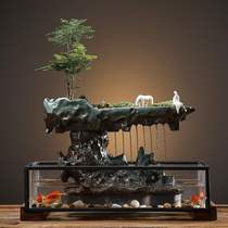 Water cylinder running water swinging piece circulating water basin fish tank water view fish basin stone trough instrumental system for making up fish on creative fake mountain