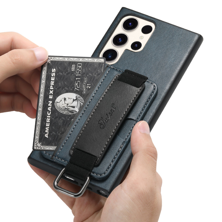 Business Leather Card Slot Hand Band Strap S23, S23 Plus, S23 Ultra Samsung Phone Case