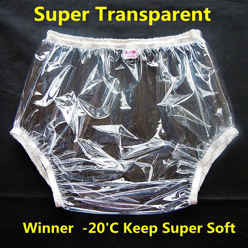 European and American Large Size Pvc Transparent Boxer Briefs Plastic Film Wide Anti-Urine Waterproof Pants Tpu Sexy Underwear High-Waisted Briefs