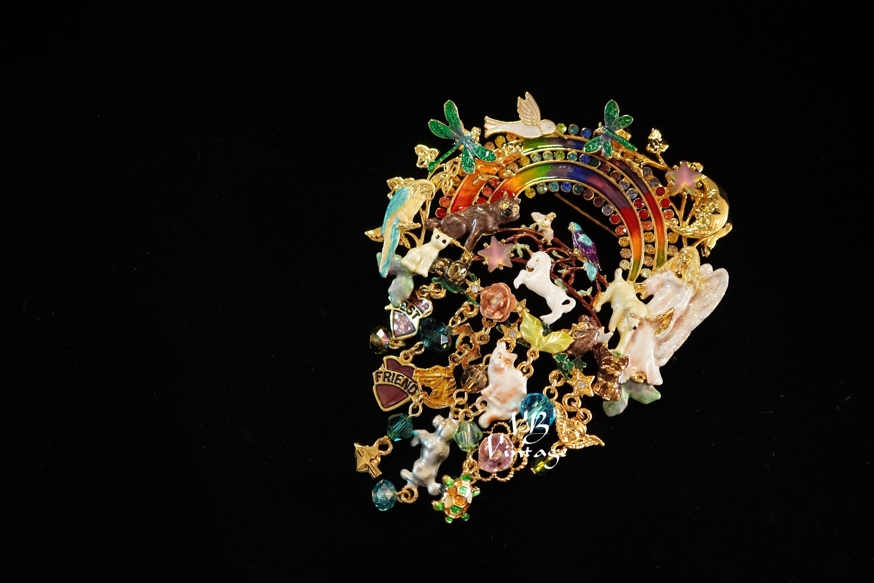 KIRKS FOLLY 复古梦幻彩虹好朋友水钻流苏胸针手链详情12