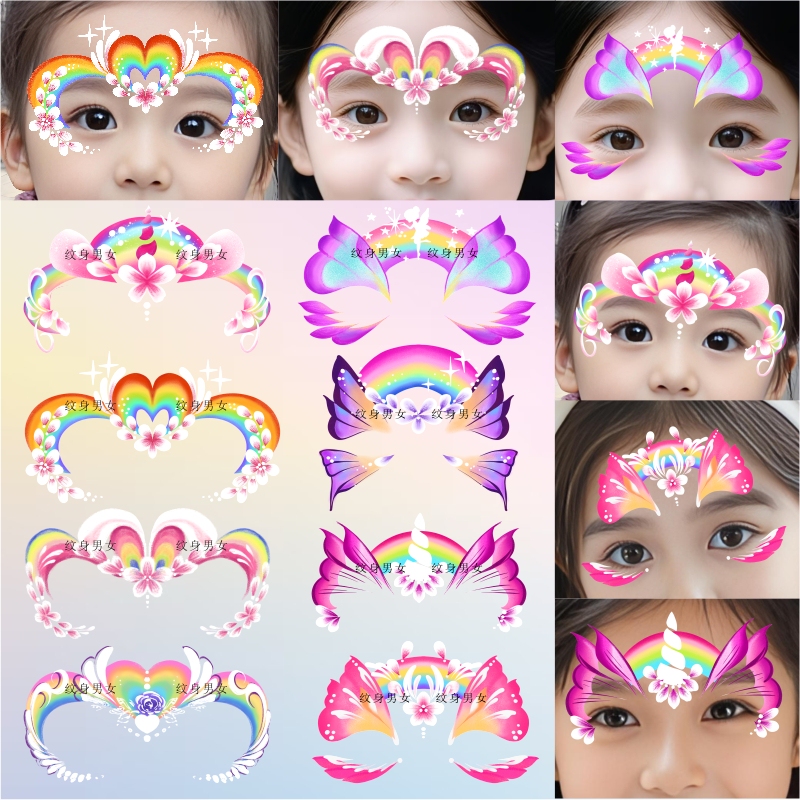 Girls' Face Painting Forehead Stickers Ice and Snow Princess Elsa Holiday Performance Floral Children's Face Makeup Kindergarten Girls' Face Painting Forehead Stickers Ice and Snow Princess Elsa Holiday Performance Floral Children's Face Makeup Kindergarten