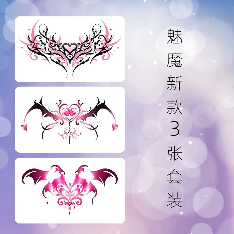 Succubus Heart Tattoo Sticker for Ankle and Leg to Cover Scars, Semi-Permanent, Waterproof, Long-Lasting, Colorful, Washable Sticker