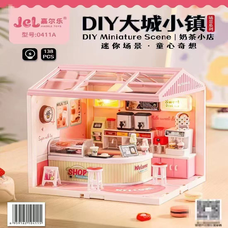 Jiaerle DIY Handmade Cabin 3D Stereo Assembled Building Transparent Model Collection Ornaments Kidsren's Gift Toys