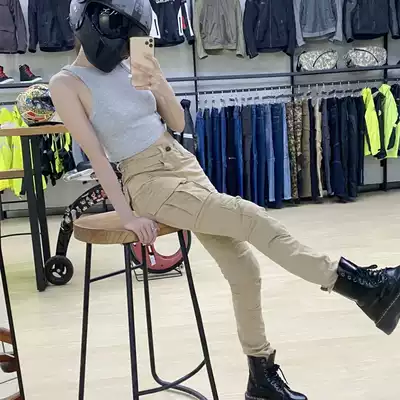 Starry Sky Knight locomotive riding pants women high waist overalls motorcycle retro anti-fall four season locomotive pants female couple