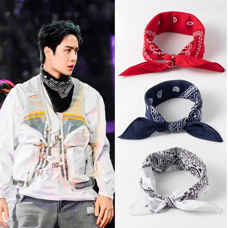 Cashew Flower Square Scarf Street Dance Headband Unisex Street Pants Scarf Waist Scarf Hip Hop Headscarf Retro Scarf Neck Scarf