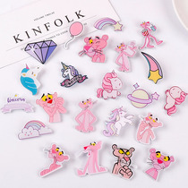 Japanese and Korean brooch female corsage cute student badge badge Cartoon pink leopard cardigan buckle needle school bag accessories