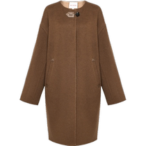 EP YAYING Yaying womens Merino wool camel velvet silhouette coat 2024 winter new style 8315A