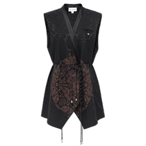 Yaying Guofeng) ethnic series embroidered V-neck waist mid-length vest 2024 summer new style 1013A