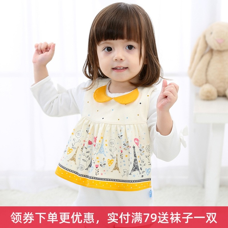 Female Baby Pure Cotton Saliva Towel Dresses Apron For Dinner Bib Baby Adjustable Waterproof Spat Scarf Bib Large Number No Sleeve Hood Clothes