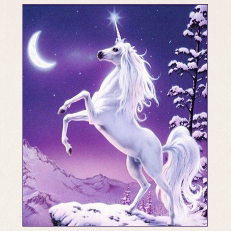 Self-embroidered starry sky unicorn cross-stitch diamond painting full of diamonds new living room sticky diamond animal horse figure purple dream