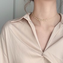 Fish Bone Triangle Back Shape Necklace S925 Pure Silver Sexy Personality Asymmetrical Gold Female Trend Choker Collarbone Chain