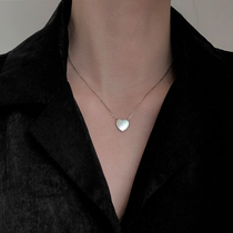 Natural Shell Loving Necklace s925 Pure Silver Female Lock Bone Chain Mother Bay Heart-shaped Student Mori Brief Minority Temperament
