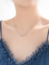 s925 sterling silver necklace female Korean version of hipster Diamond fish bone chic simple generous short marine choker female