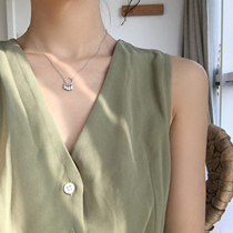 Temperament small bell s925 pure silver necklace female chic brief Korean version of Korean version student Generous Lock Bone Chain Not Falling