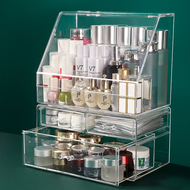 Dust-proof make-up bench containing box large capacity lipstick with red skin care products acrylic bedroom table pure color minimalist shelf